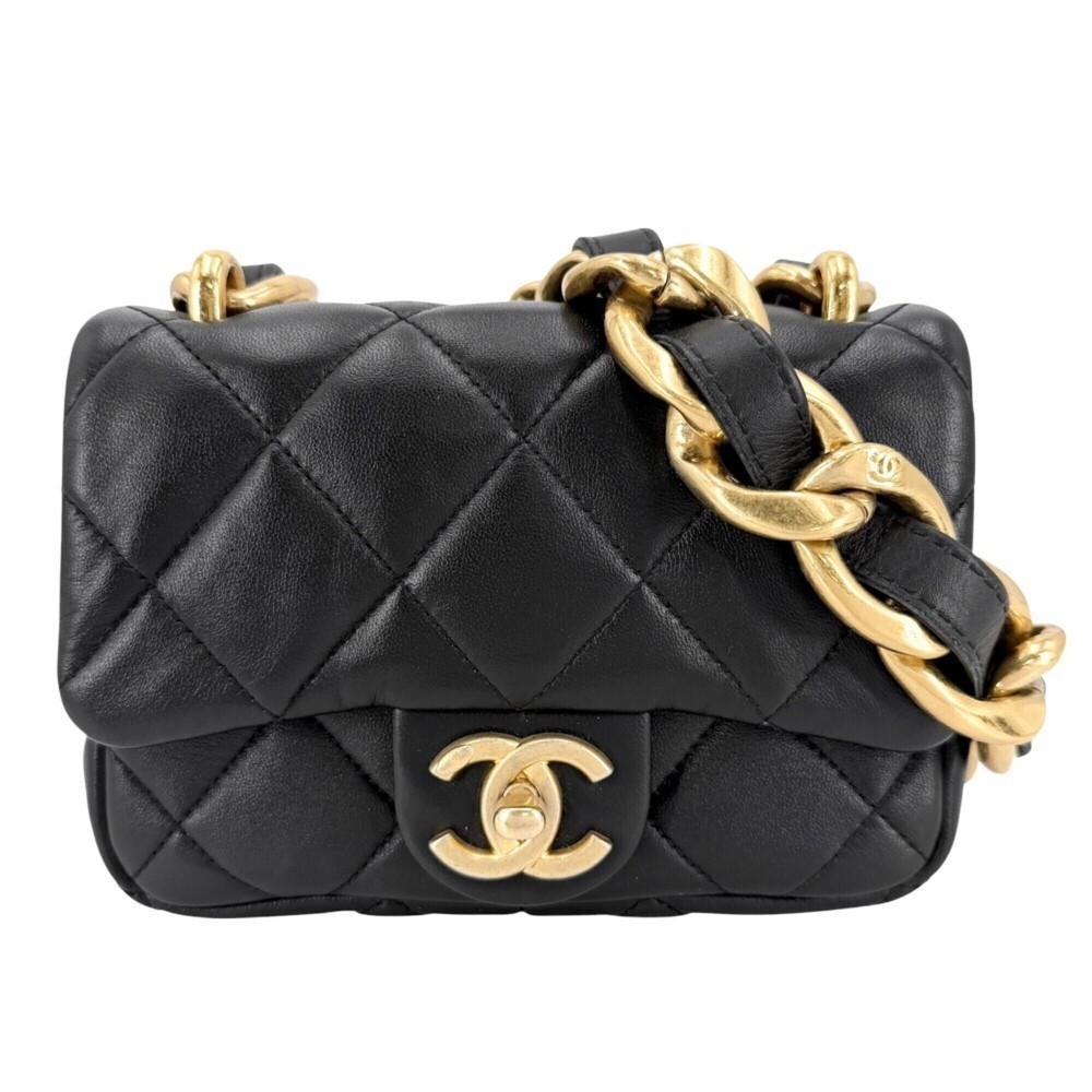 Chanel Women's Matelassé Shoulder Bag, Coco Mark, Chain Strap, Square Mini La...